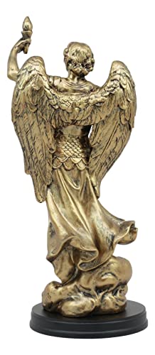 Estatua del Arcángel Uriel de Resina 8.5 in con Base de Madera miniatura 4
