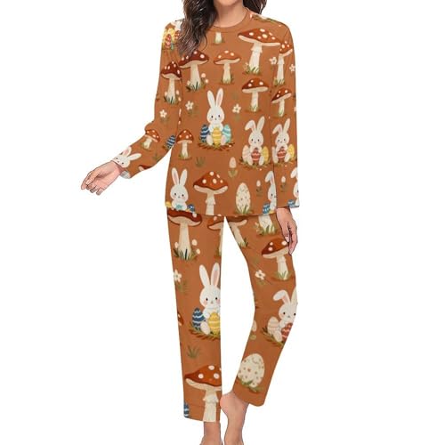 Image of Womens Pajamas Sets 2 Piece Long Sleeve Lounge Set Loose Pants Pj Sets Loungewear with Pockets