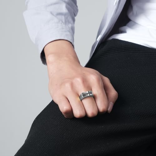 STARCHENIE Cross Rings for Men Stainless Steel High Polished Christian Religious Ring Size 7-122