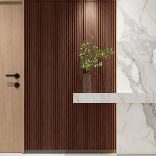 Image of Art3d 108 x 5.7 Inch Slat Wood Wall Paneling for Interior Decor, Walnut