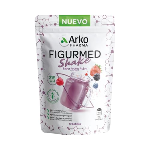 Arkopharma Figurmed Shake, 10 Batidos Sustitutivos de Comidas para Controlar el Peso, Ayuda a la Pérdida de Peso, Saciante, Sabor Frutos Rojos 218Kcal