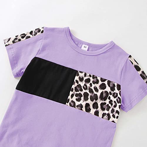 Image of FOCUTEBB Toddler Girl Clothes Baby Leopard T-Shirt Shorts Summer Set 18M-8Y | 95% Cotton, Soft Breathable, Leopard Camo Print, Short Sleeve Tee, Elastic Shorts Design, Casual Summer Wear