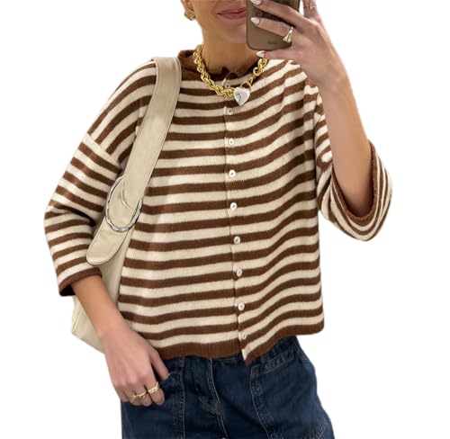 Image of Women Knitted Crop Cardigan Shirt Short Sleeve Button Down Ribbed Knit Crop Top Y2k Girls Outwear Top Tee Shirt