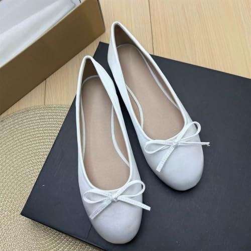 Image of TN TANGNEST Women's Velvet Flats Round Toe Ballet Shoes | Elegant Bowknot Flats Comfortable Casual Slip On Flats for Work