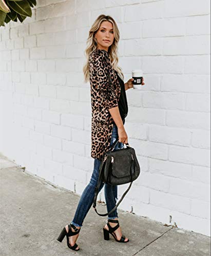 Image of Womens Leopard Print Cardigan Lightweight Long Sleeve Open Front Fall Cardigans S-XXL