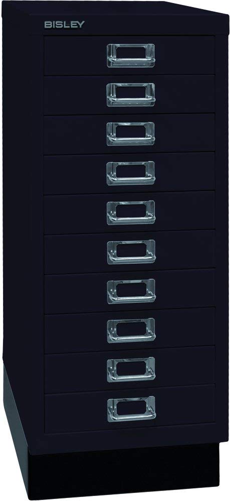BISLEY MultiDrawer, Serie 29 con Base, DIN A4, 10 cassetti, Metallo, 633 Nero, 38 x 27,9 x 67 cm