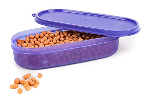 Image of SignoraWare 500ml Flat Oval Plastic Container with Lid, Bpa Free Bowl, Food Grade Box, Spill Leak Proof Case, Microwave Safe, Freezer Compatible, Semi Transparent, Store and Stack (0.5Litres Pink)