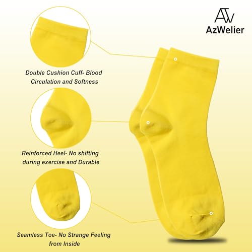 Image of Azwelier Unisex Colorful Quarter Ankle Athletic Socks Breathable Cotton Blend Crew Style 4 Pairs Pack