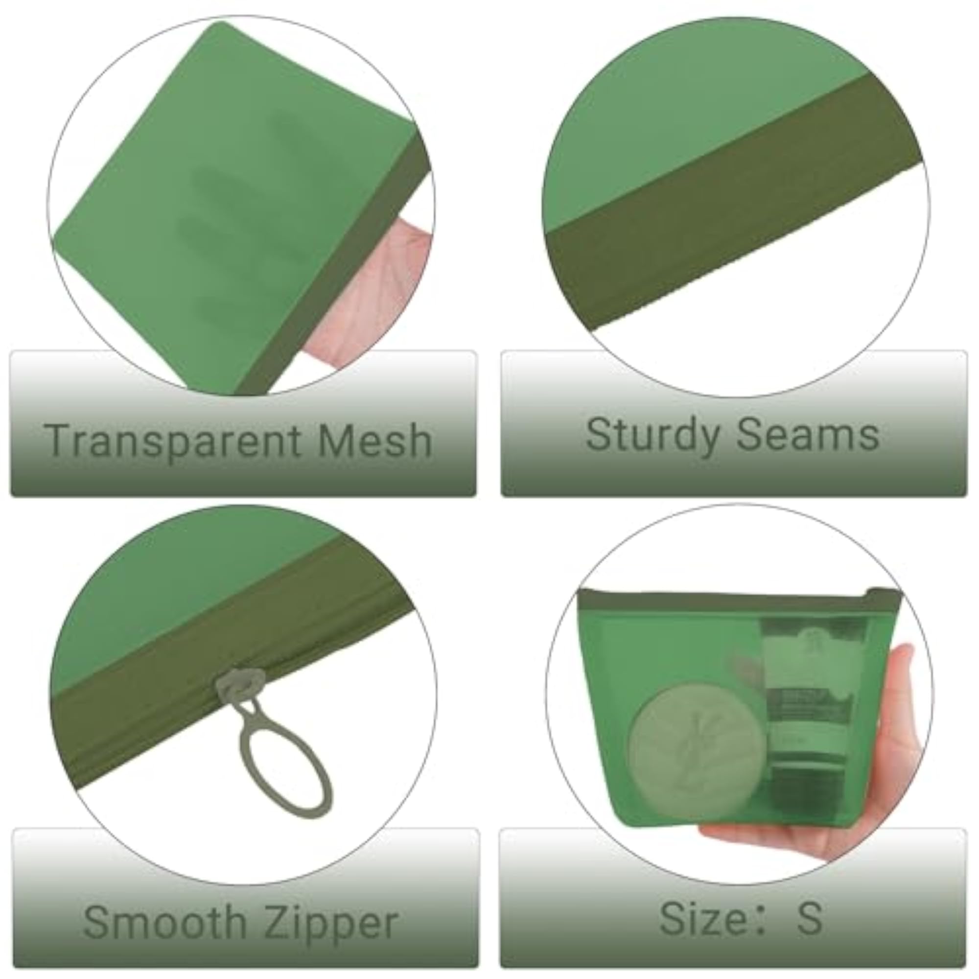 6 Pieces Zipper Mesh Makeup Bags Set, Portable