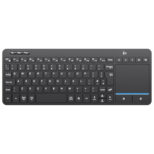 Multi-Device Wireless Keyboard with Trackpad Bluetooth Keyboard with Big Size Touchpad Support 3 Devices for PC Windows Android Chrome OS Laptop Table QWERTY UK Layout