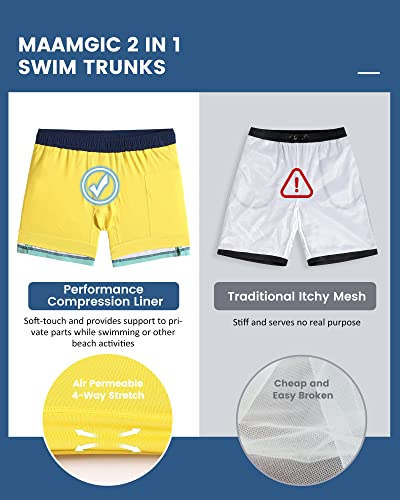 Image of maamgic Mens 5 Inch Stretch Swimming Shorts Compression Liner Swim Trunks Swimwear Bathing Suits Beach Wear Swim Suits