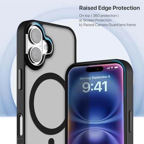 Image of GRIPP Bolt Xtreme Case Compatible with Mag-Safe for iPhone 16 Plus | 6ft Drop-Tested with D30 Technology, Raised Edges, Anti-Fingerprint, Anti-Slip, Translucent Matte Textured Back Cover - Black