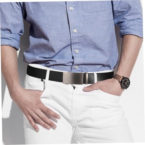 2pcs Men Brown Ratchet Belt Retro Automatic Buckle Adjustable Slide Belt for Formal and Casual Occasions4