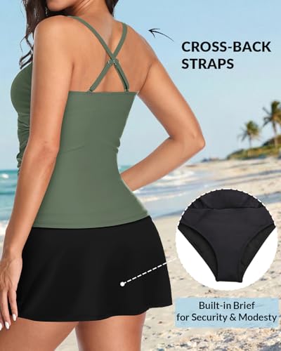 Image of Talisea Womens Tankini Bathing Suits with Skirt Two Piece Tummy Control Swimsuits Ladies Swimwear
