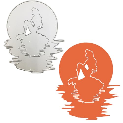 HIENAJ Metal Cutting Dies Mold Mermaid Decoration Scrapbook Paper Craft Mould Blade Punch Stencils Design Making Card Greetings Practice Hands-on Handcraft Photo Album Embossing Template, silvery