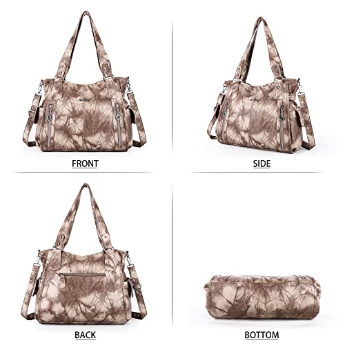 Image of Angel Kiss Handbags for Womens Top-Handle Hobo Purse Roomy Casual Shoulder Bags PU Tote Satchel Purse for Women