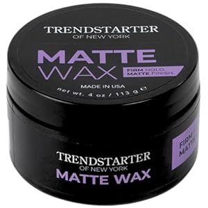 TRENDSTARTER – MATTE WAX (4oz) – Firm Hold – Matte Finish – Premium Water Based All-Day Hold Hair Styling Pomade – Flake-Free Styling Wax for All Hair Types