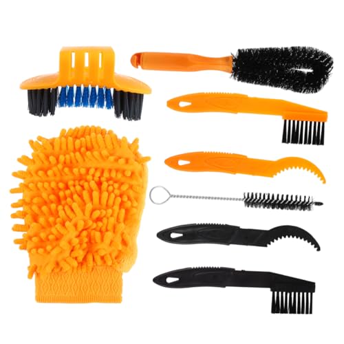 BRIGHTFUFU 8 Pcs Bike Chain Cleaning Kit Chain Cleaner Bike Maintenance Tool Wheel Cleaner Brush Set
