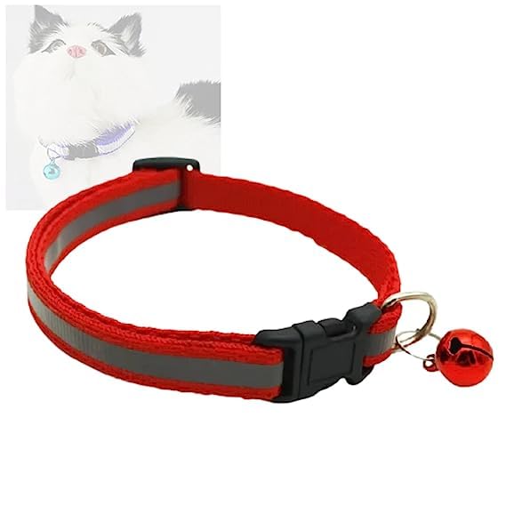 RvPaws Pet 15 MM Reflective Design Cute Collar Belt with Bell for Small Dogs & Cats (Pack of 1) - Red (B0CB8ND9HY) Amazon Price History, Amazon Price Tracker