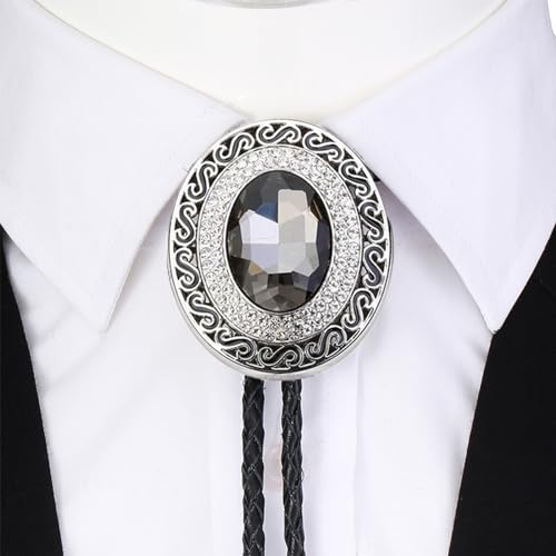 Image of Western Bolo Tie Cowboy Bolo Ties Rhinestone Necklace Bola Tie for Men Women