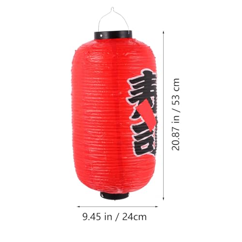 Image of DOITOOL Waterproof Japanese Style Hanging Lantern 9.45X20.87In Red Sushi Lantern Decorative Light for Outdoor Patio Restaurant Festival Ambiance