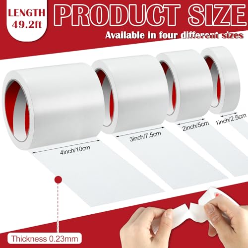 Image of Fuyoooo 4 Pack Duct Tape White Heavy Duty 1inch 2inch 3inch 4inch*50ft Waterproof Outdoor Adhesive Tape Industrial Grade Duct Tape Strong Adhesive, No Residue for Home Improvement Indoor and Outdoor