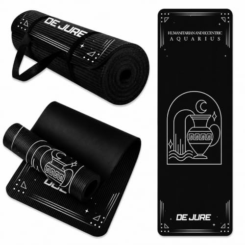 Image of De Jure Fitness Yoga Mat for Women and Men, 10mm Extra Thick Non-Slip NBR Exercise Mat for Yoga, Pilates, Gym & Floor Workouts - with Carry Strap - Aquarius
