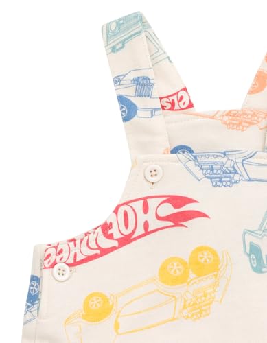 Hot Wheels Baby French Terry Square Neck Short Overalls and T-Shirt Outfit Set Newborn to Infant Sizes (Newborn - 24 Months) 5