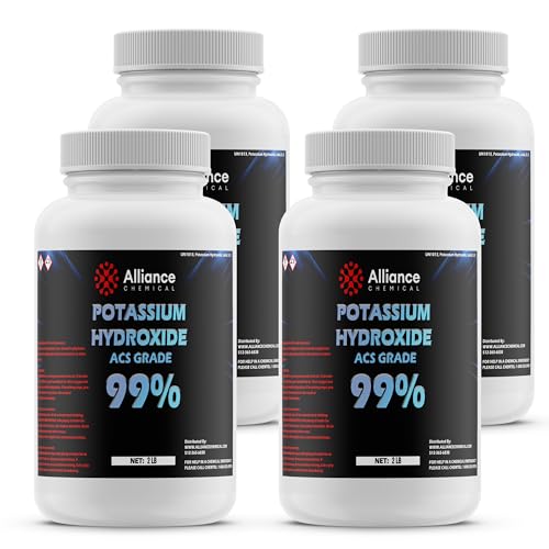Potassium Hydroxide Flakes ACS Grade - 8 lbs (4 Pack) - Bulk Pack for Industrial Research, Quality Control