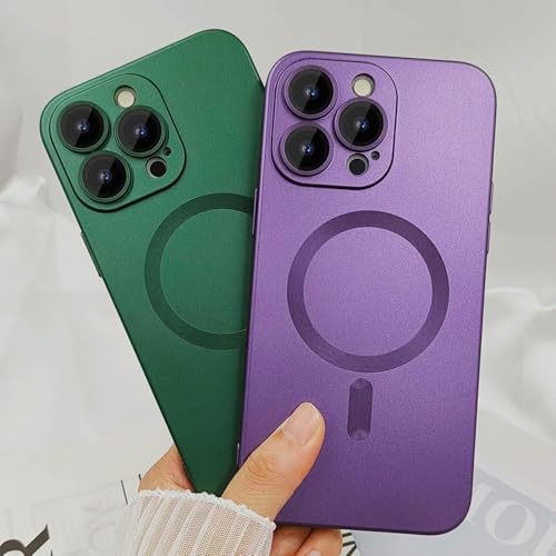 Image of DIZORO Magnetic Case for iPhone 13 Pro Max Cover [Compatible with MagSafe][Built-in Camera Lens Protector] Slim Soft Silicone Bumper Shockproof Metallic Luster Back Cover Phone Cases (Deep)
