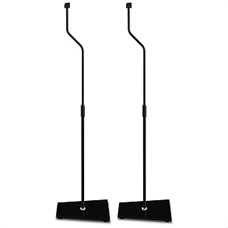 MAHARA Freestanding Speaker Mount Floor Stand Glass Base x2 - Surround Sound System Floor Stand Max 5kg - Speaker Stand Height Adjustable 80cm – 107cm - Speaker Stands for Home Cinema Sound System