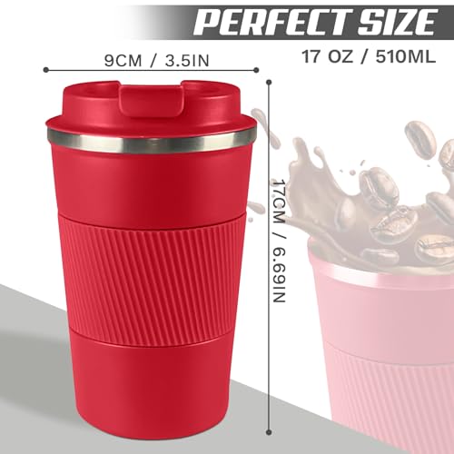 Image of Vacuum Insulated Stainless Steel Travel Coffee Mug,Leak Proof Cup with Lid | 304 stainless steel mug with vacuum insulation, leak proof lid, silicone grip and car cup holder friendly design