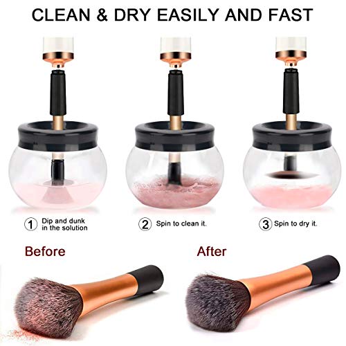 Makeup Brush Cleaner and Dryer Electric Cosmetic Brush Cleaner Machine Automatic Brush Cleaner Spinner Deep Wash and Dry fast with 8 Rubber collars for Most Cosmetic Brushes TecTake - Thumbnail 4