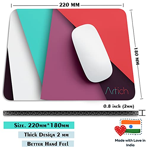 Image of Artich Designer Gaming Mouse Pad for Office Laptop /Computer with Super Soft Non-Slip Rubber Base and Lycra Cloth Surface for Silky Touch Rectangle (Blue Violet Red Abstract)