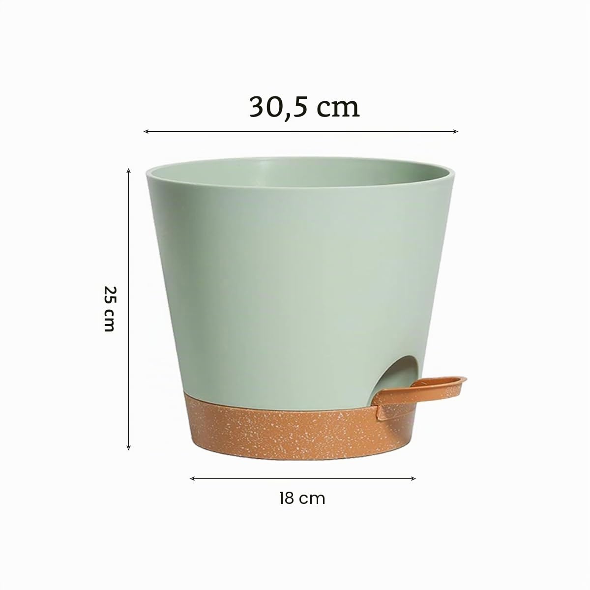 SUN-E Pflanzentöpfe, selbstbewässernde Pflanzgefäße mit Drainageloch 30.5+30.5CM Grüne Plastikblumentöpfe, Pflanzgefäße für alle Zimmerpflanzen, afrikanische Veilchen, Blumen, Kakteen 2Stk/Set