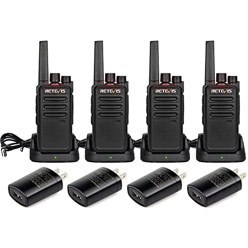 Retevis RT68 Walkie Talkies for Adults, 2 Way Radios Long Range, Hands Free, 1200mAh Battery, Portable Walkie Talkie Rechargeable with USB Charging Base, for Hunting Hiking (4 Pack)