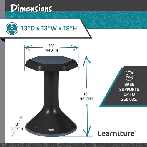 Image of Learniture Backless Active Learning Stool for Office Desks and Classrooms, Active Learning Wobble Chair with Rocking Motion, 18 inchH, Black
