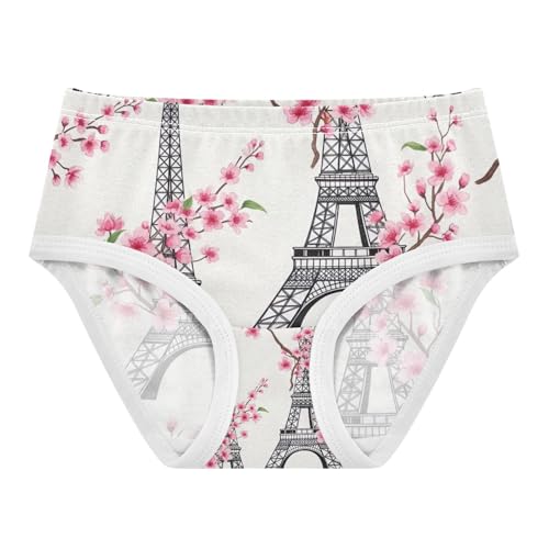 Toddler Panties, Eiffel Towers Pink Flowers Cotton Underwear Girls, 2–8 Years