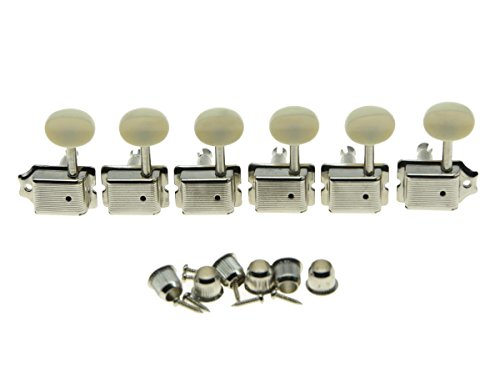 KAISH Nickel w/Aged White Lefty Split Shaft Strat Tele Vintage Guitar Tuning Key Left Handed Tuners