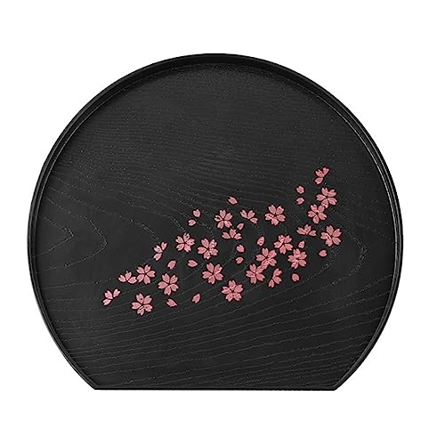 Folpus Vassoio da tè in Stile Giapponese Piatto Decorativo con Fiori di ciliegio Piatto da Portata Piatto da Sushi per Soggiorno, Cucina, Tavolo da Pranzo, Rotondo 22,5 cm x 20 cm