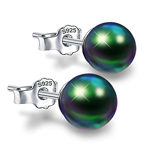 Sterling Silver Pearl Earrings Hypoallergenic Studs Round Ball Pearl Earrings White Button Pearl Beads Earrings Piercing Earrings Gift for Women