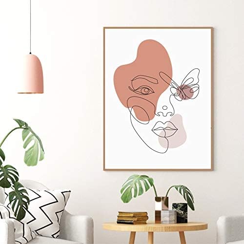 Gadgets Wrap Minimal Woman Face Line Art Painting Modern Minimalist Line Art Poster Female Figure Sticker