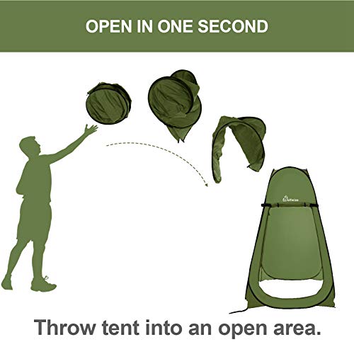 WolfWise Portable Pop Up Privacy Shower Tent Spacious Changing Room for Camping Hiking Beach Toilet Shower Bathroom Green - Image 7