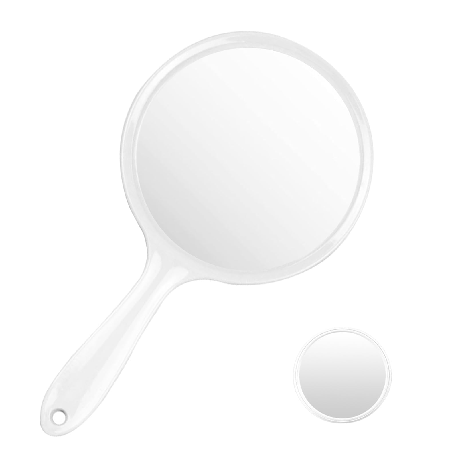 Littlegaofeithing Espejo de mano doble cara, espejo de mano con asa, multiusos, transparente de aumento de 1 x 2 X, adecuado para el maquillaje diario de las mujeres.