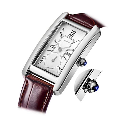 Image of Quartz Watch for Women, Lady Stylish Square Dress Watch with Leather Strap and Sapphire Crown