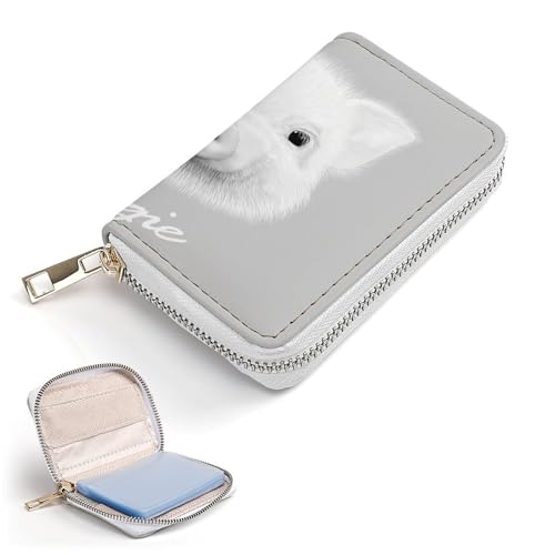 Women Leather Coin wallet, Key Change Organizer Zipper Card Holder Purse Clutch Pouch Pocket 4.5x3.15 in Print Cute Little Piggy Head Fluffy Piglet Pig Grey Pattern2