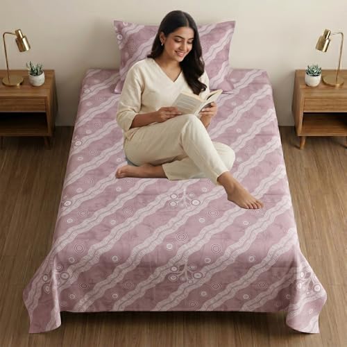 Image of Mafatlal 186 TC Metro Cotton Single Bedsheet | 90 x 60 Inch|Soft, Breathable & Lightweight | with Matching Pillow Cover|