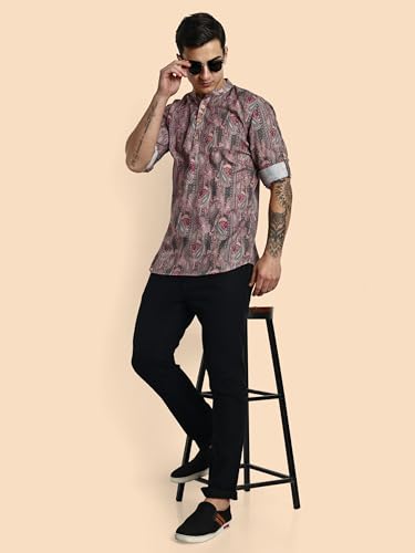 Image of Vardha Men's Cotton Printed Short Kurta with Comfortable Fit and Simple Style and Regular Look | Kurta for Men