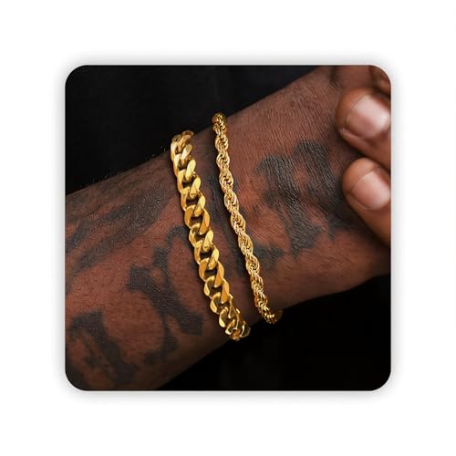 PEALICIOUS Gold Bracelets for Men, Boys Bracelet Valentines Gifts for Boyfriend Bracelet as Stainless Steel Gold Cuban Link Bracelet for Mens, Waterproof Gold Jewelry for Men Nephew Coworker
