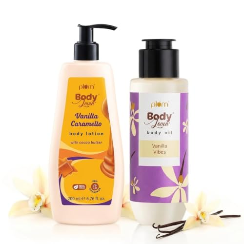 Plum BodyLovin’ Vanilla Glow Duo | Deep Moisturization, Soft Nourished Skin & Long-Lasting Vanilla Fragrance | Body Lotion 200ml + Body Oil 100ml-image-2
